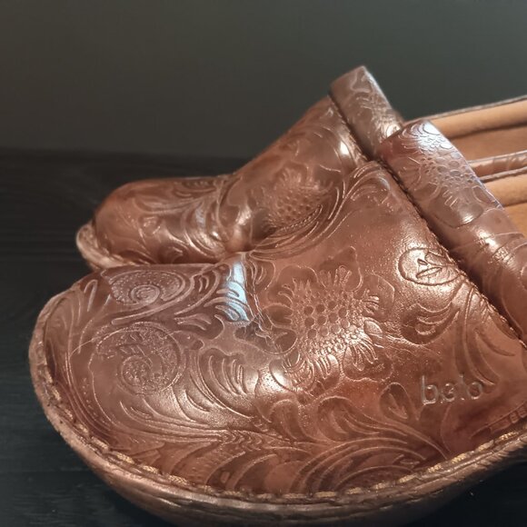 BOLO Brown Paisley / Lace Slip-on Women's Clogs Size 6 - Picture 7 of 10